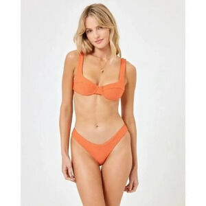 L*Space Nikita Eco Chic Reserve Tangerine Orange Bikini Top DD